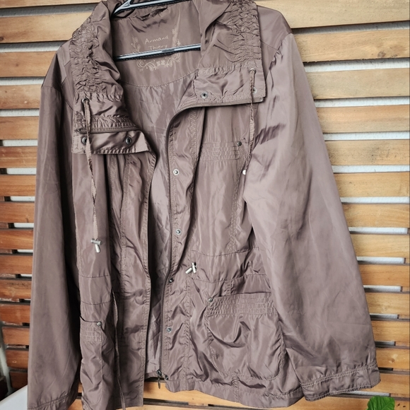 ARMAND THIERY utility raincoat jacket long TAN Size 14/16 - Picture 13 of 16